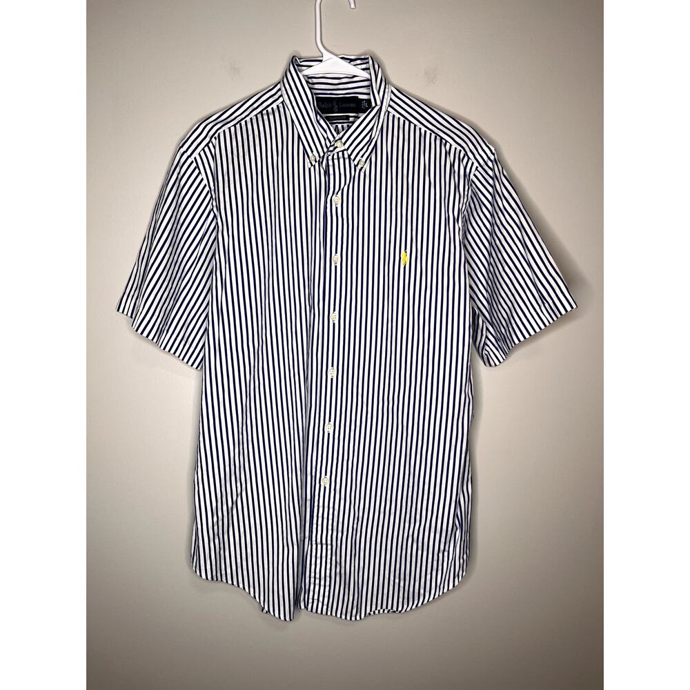 1990s Ralph Lauren Blue Pinstripe Capsule Old Money Country Club Oxford Shirt L